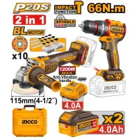 Набор из 2 аккумуляторных инструментов 2x4.0Ah INGCO CKLI20256