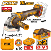 Болгарка УШМ аккумуляторная 20В/2*5Ач INGCO CAGLI2120252