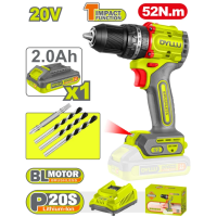 Masina de gaurit si insurubat cu acumulator 20V/1*2.0Ah 52N.m DYLLU DTCDP5282