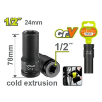 Cap cheie tubulară 1/2″ 24mm impact prelungit DYLLU DTMS3224