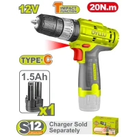 Шуруповерт акумуляторный ударный Li-Ion 12В/1*1.5Ач 20N.m DYLLU DTCDS540