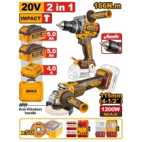 Set din 2 scule cu acumulator 20V/2*5.0Ah INGCO COSLI260583