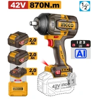 Гайковёрт аккумуляторный ударный BL motor 42В/2*2Ач 870Н.м INGCO CIWLI42862