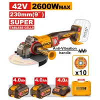 Болгарка аккумуляторная 42V/2*4.0Ah 230mm 2600W INGCO CAGLI4260182 Болгарка аккумуляторная 42V/2*4.0Ah 230mm 2600W INGCO CAGLI4260182