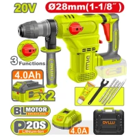 Ciocan rotopercutor cu acumulator 20V/2*4.0Ah 28mm DYLLU DTLM2B286