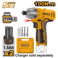 Аккумуляторный ударный винтовёрт 12V/2*1.5A INGCO CIRLI12015
