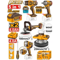 Набор из 5 аккумуляторных инструментов 2x4.0Ah INDUSTRIAL INGCO COSLI250592