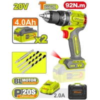 Шуруповёрт аккумуляторный 20V/2*4.0Ah 92N.m DYLLU DTCDP9286