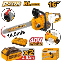 Аккумуляторная цепная пила Li-Ion 20В+20В/2*4Ач INDUSTRIAL INGCO CGSLI401682