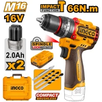 Aккумуляторный ударный шуруповерт 16V/2*2Ah 66N.m INGCO CIDLI166062