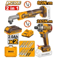 Комплект из 2 аккумуляторных инструментов 20V/2*2.0Ah INGCO COSLI260296