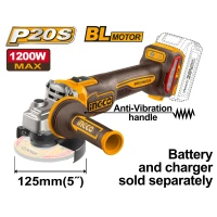 Болгарка УШМ аккумуляторная 125mm 1200W INGCO CAGLI212027 Болгарка УШМ аккумуляторная 125mm 1200W INGCO CAGLI212027