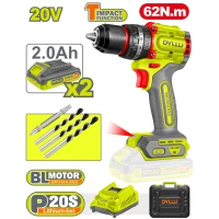 Шуруповёрт аккумуляторный 20V/2*2.0Ah 62N.m DYLLU DTCDP6281