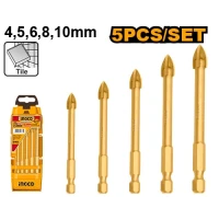 Set burgiuri pentru stecla 5 buc 4-10mm INGCO AKD7058 Set burgiuri pentru stecla 5 buc 4-10mm INGCO AKD7058