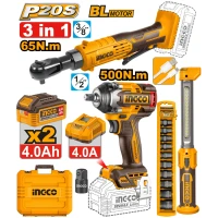 Набор из 3 аккумуляторных инструментов 2x4.0Ah INDUSTRIAL INGCO COSLI250981