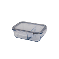 Vas dreptunghiular compartimentat pentru depozitare 19,8 cm x 14,8 cm (1040 cc) cu capac din plastic, Borart Vas dreptunghiular compartimentat pentru depozitare 19,8 cm x 14,8 cm (1040 cc) cu capac din plastic, Borart