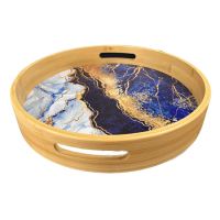 Круглый поднос с минером из бамбука с принтом, 38 x 38см, Eurogold Круглый поднос с минером из бамбука с принтом, 38 x 38см, Eurogold