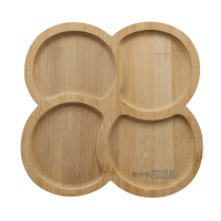 Platou petale din bambus cu 4 compartimente, 22 x 22cm, Eurogold