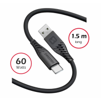 Cablul de date SWISSTEN SOFT SILICONE USB / USB-C 1.5M 60W Negru Cablul de date SWISSTEN SOFT SILICONE USB / USB-C 1.5M 60W Negru