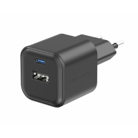 Сетевое зарядное устройство SWISSTEN GaN 1x USB-C 20W PD + 1x USB-A 18W QC Black Сетевое зарядное устройство SWISSTEN GaN 1x USB-C 20W PD + 1x USB-A 18W QC Black
