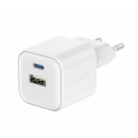 Универсальное домашнее зарядное устройство SWISSTEN GaN 1x USB-C 35W PD + 1x USB-A 27W QC Белое Универсальное домашнее зарядное устройство SWISSTEN GaN 1x USB-C 35W PD + 1x USB-A 27W QC Белое
