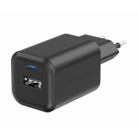 Универсальное домашнее зарядное устройство SWISSTEN GaN 1x USB-C 45W PD + 1x USB-A 18W QC Черное Универсальное домашнее зарядное устройство SWISSTEN GaN 1x USB-C 45W PD + 1x USB-A 18W QC Черное