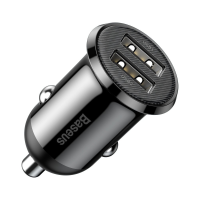 Încărcător auto USB - Baseus Grain Pro, 2xUSB (U + U), 5V/4.8A, Negru CCALLP-01