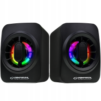 Акустика 2.0 Esperanza Sakara EGS104, 5W (2 x 2.5W), светодиодная радуга, управление громкостью, встроенный усилитель, питание: 5V, требуется: USB Акустика 2.0 Esperanza Sakara EGS104, 5W (2 x 2.5W), светодиодная радуга, управление громкостью, встроенный усилитель, питание: 5V, требуется: USB