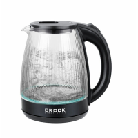 Чайник BROCK WK 2405, Черное стекло с LED подсветкой, 1500W, 1,8л, скрытый нагревательный элемент, поворотная база на 360°, автоматическое отключение после кипения Чайник BROCK WK 2405, Черное стекло с LED подсветкой, 1500W, 1,8л, скрытый нагревательный элемент, поворотная база на 360°, автоматическое отключение после кипения