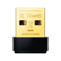 TP-LINK Archer T2U Nano AC600 Nano Wi-Fi USB адаптер,433Mbps на 5GHz + 200Mbps на 2.4GHz, USB 2.0