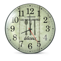 Настенные часы Esperanza PARIS EHC018P Белый, 30 cm, (текст: Les Fourchettes), рамка из пластика, бесшумный механизм, крючок для простой установки, Питание: 1x AA ba