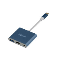 Док-станция Spacer универсальная 3 в 1, подключение Type-C USB 3.1, USB 3.0 x 1, видео-порты HDMI x 1, поддерживает до 4K (30Hz),PD 3.0 до 87W, Док-станция Spacer универсальная 3 в 1, подключение Type-C USB 3.1, USB 3.0 x 1, видео-порты HDMI x 1, поддерживает до 4K (30Hz),PD 3.0 до 87W,