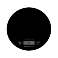 Cântar de bucătărie Esperanza MANGO EKS003K Negru Butoane tactile, Capacitate maximă: 5000g, Diviziune: 1g, Patru unități de măsură: g /lb/oz/kg, Funcție de tarare,