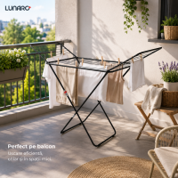 Uscator de rufe LUNARO LINEO-BK, 128 x 55 x 4 cm, 18 m, max. 15 kg, negru