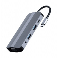 Docking Station Gembird A-CM-COMBO8-02, USB 3.1, USB 2.0, HDMI, VGA, 3.5mm, SD/MicroSD, PD 87W