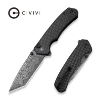 Складной нож, CIVIVI, Button Lock Brazen C19059C-DS1, дамасская сталь, кнопочный замок, рукоять карбон на G10, флиппер и шпеньки Складной нож, CIVIVI, Button Lock Brazen C19059C-DS1, дамасская сталь, кнопочный замок, рукоять карбон на G10, флиппер и шпеньки