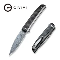 Складной нож, CIVIVI, Savant C20063B-DS1, дамасская сталь 3.47 дюйма, рукоять нержавейка G10 карбон, замок frame lock Складной нож, CIVIVI, Savant C20063B-DS1, дамасская сталь 3.47 дюйма, рукоять нержавейка G10 карбон, замок frame lock