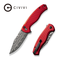 Складной нож, CIVIVI, Stormhowl C23040B-DS1, дамасская сталь 3.3 дюйма, алюминиевая рукоять красная, кнопочный замок Складной нож, CIVIVI, Stormhowl C23040B-DS1, дамасская сталь 3.3 дюйма, алюминиевая рукоять красная, кнопочный замок