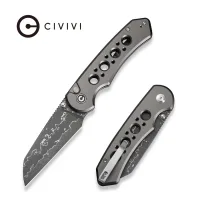Складной нож, CIVIVI, Pragma Prime C24067-DS1, дамасская сталь 3.49 дюйма, алюминиевый рукоять, кнопочный замок Складной нож, CIVIVI, Pragma Prime C24067-DS1, дамасская сталь 3.49 дюйма, алюминиевый рукоять, кнопочный замок