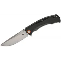 Cuțit EDC pliabil BlackFox Spectrum BF 782 SAU, lamă Drop-Point din oțel D2 (HRC 59–61) cu finisaj satinat Satinato (~95 mm), mâner G10 negru cu căptușeli interioare din oțel inoxidabil și un inel portocaliu la ax, flipper + mecanism Liner-Lock, oțel inox