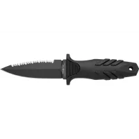 Тактический кинжал Elementum Dagger FX‑647 S, клинок 100 мм из стали N690Co (HRC 58–60), покрытие Black Idroglider, рукоять PP+TPE, ножны Kydex с MOLLE‑системой, общая длина 206 мм, вес ~100 г