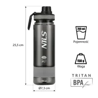 Бутылка для воды Tritan 700 мл NILS CAMP – Без BPA, Серый