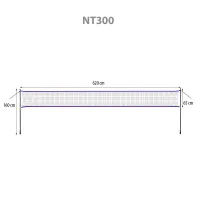 Plasă badminton NT300 Abisal 600×60 cm cu husă, poliester, stâlpi, pentru exterior și curte