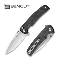 Складной нож, SENCUT, Sachse S21007-1, сталь 9Cr18MoV 3.47 дюйма, рукоять микарта черная, Button Lock, керамические подшипники Складной нож, SENCUT, Sachse S21007-1, сталь 9Cr18MoV 3.47 дюйма, рукоять микарта черная, Button Lock, керамические подшипники