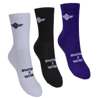Технические носки, Swings, Crew Socks 910943, 100% хлопок, 35-39, белый/черный/фиолетовый, комфорт после тренировки