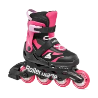 Role Rollerblade 86B0751530NJ02 MICROBLADE NERO/ROSA Dimensiunea 28-32 – copii, roti 4x72mm, duritate 80A, rulmenti SG3, culisanti