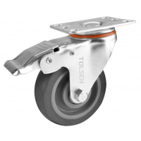 Roata pentru carucior rotativa cu frana 100mm 130kg PP+TPR Tolsen Roata pentru carucior rotativa cu frana 100mm 130kg PP+TPR Tolsen