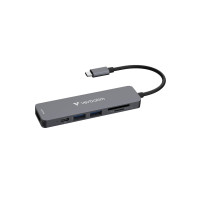 Многопортовый USB-C адаптер Verbatim Essentials/ HDMI, USB-C PD, USB-A 3.2 Gen 1, USB-A, SD & microSD Многопортовый USB-C адаптер Verbatim Essentials/ HDMI, USB-C PD, USB-A 3.2 Gen 1, USB-A, SD & microSD