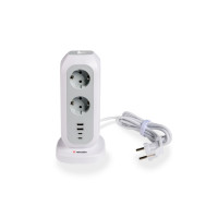 Verbatim Multi Plug Power Tower, 11 AC EU outlets, 2 x Type-C ports + 2 x USB-A ports, 3600W/16A