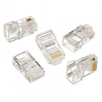 RJ45 Modular Plug LC-8P8C-001/100, Modular plug 8P8C for solid LAN cable, 30u” gold plated, 100 pcs/bag RJ45 Modular Plug LC-8P8C-001/100, Modular plug 8P8C for solid LAN cable, 30u” gold plated, 100 pcs/bag